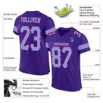 Personalized Purple Light Blue-Pink Mesh Authentic Football Jersey Team Custom Name and Number