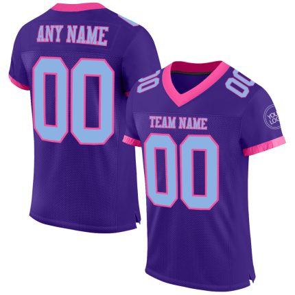 Personalized Purple Light Blue-Pink Mesh Authentic Football Jersey