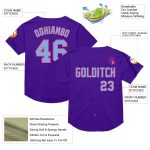 Personalized Purple Light Blue-Pink Mesh Authentic Throwback Baseball Jersey