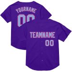 Personalized Purple Light Blue-Pink Mesh Authentic Throwback Baseball Jersey