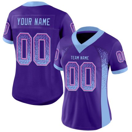Personalized Purple Light Blue-Pink Mesh Drift Fashion Football Jersey Team Custom Name and Number