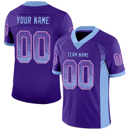 Personalized Purple Light Blue-Pink Mesh Drift Fashion Football Jersey Team Custom Name and Number