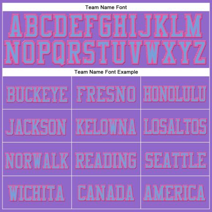Personalized Purple Light Blue-Pink Stitched Cuffed Knit Hat Team Custom Name and Number