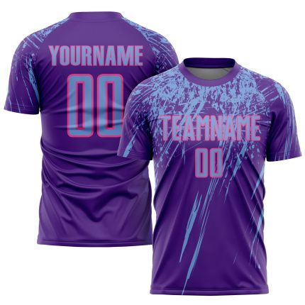 Personalized Purple Light Blue-Pink Sublimation Soccer Uniform Jersey Team Custom Name and Number