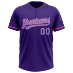 Personalized Purple Light Blue-Pink Two-Button Unisex Softball Jersey Team Custom Name and Number