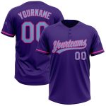 Personalized Purple Light Blue-Pink Two-Button Unisex Softball Jersey Team Custom Name and Number