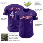 Personalized Purple Light Blue-Red Authentic Baseball Jersey Team Custom Name and Number