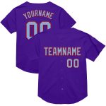 Personalized Purple Light Blue-Red Mesh Authentic Throwback Baseball Jersey