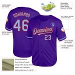 Personalized Purple Light Blue-Red Mesh Authentic Throwback Baseball Jersey Team Custom Name and Number