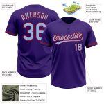 Personalized Purple Light Blue-Red Two-Button Unisex Softball Jersey Team Custom Name and Number