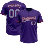 Personalized Purple Light Blue-Red Two-Button Unisex Softball Jersey Team Custom Name and Number