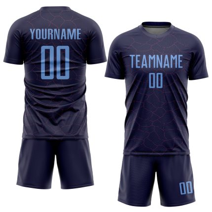 Personalized Purple Light Blue Sublimation Soccer Uniform Jersey Team Custom Name and Number