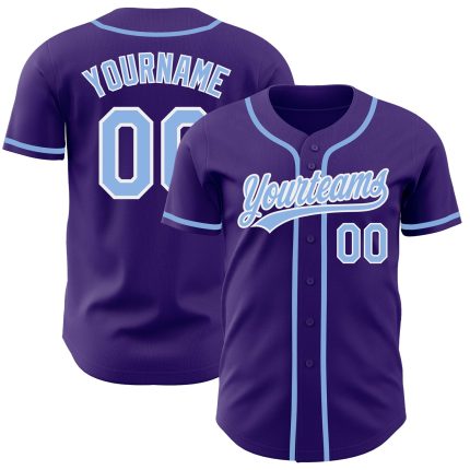 Personalized Purple Light Blue-White Authentic Baseball Jersey