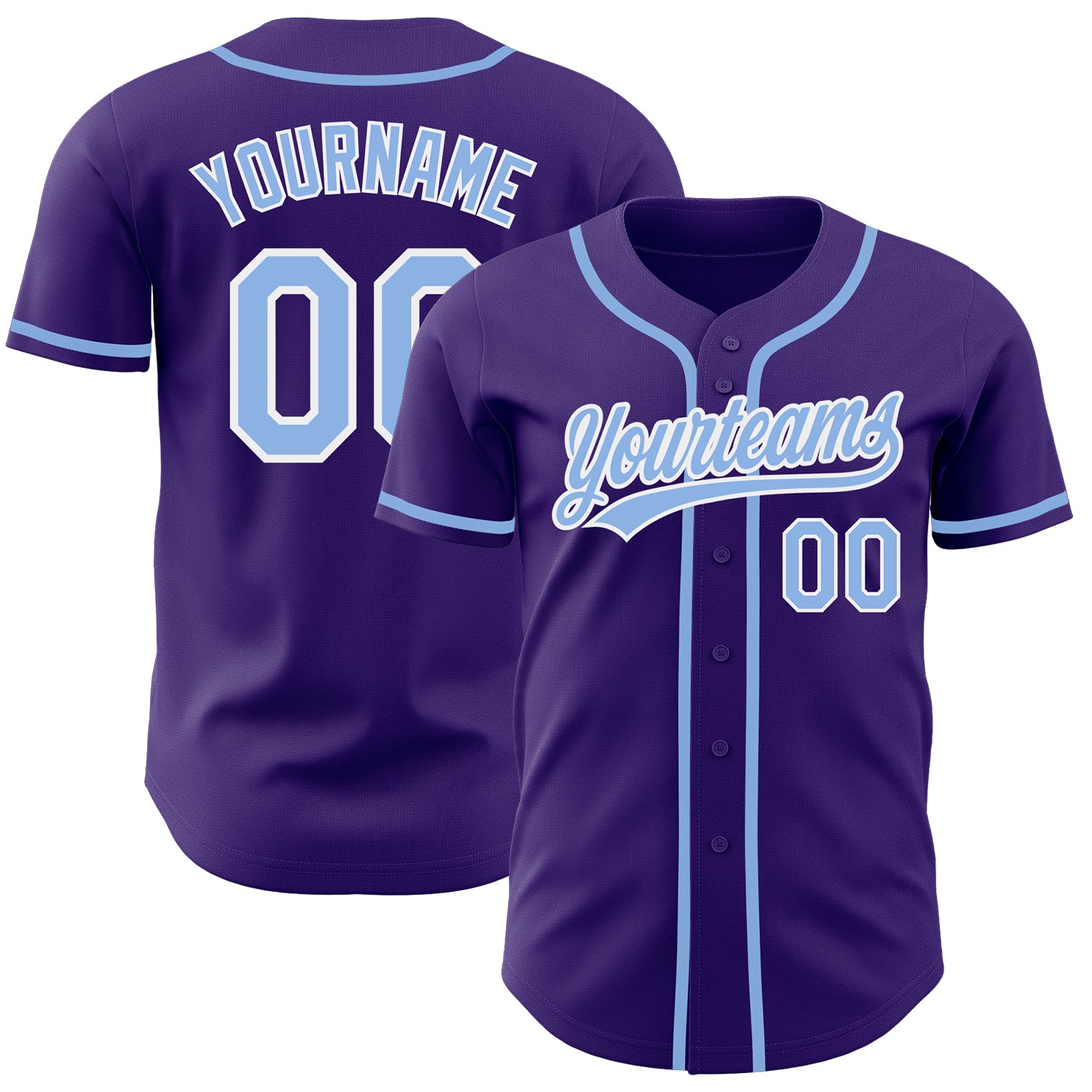 Personalized Purple Light Blue-White Authentic Baseball Jersey