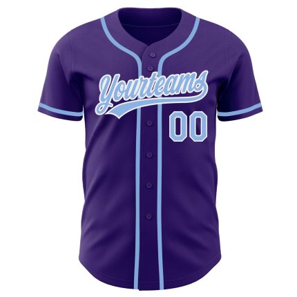 Personalized Purple Light Blue-White Authentic Baseball Jersey
