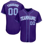 Personalized Purple Light Blue-White Authentic Baseball Jersey Team Custom Name and Number
