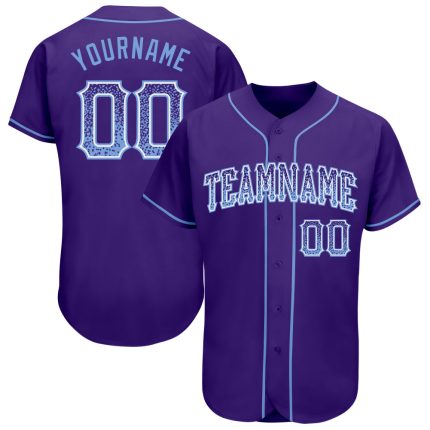 Personalized Purple Light Blue-White Authentic Drift Fashion Baseball Jersey Team Custom Name and Number