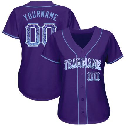 Personalized Purple Light Blue-White Authentic Drift Fashion Baseball Jersey Team Custom Name and Number