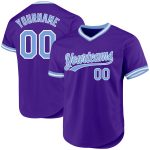 Personalized Purple Light Blue-White Authentic Throwback Baseball Jersey Team Custom Name and Number