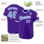 Personalized Purple Light Blue-White Authentic Throwback Baseball Jersey Team Custom Name and Number
