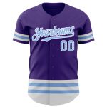 Personalized Purple Light Blue-White Line Authentic Baseball Jersey Team Custom Name and Number