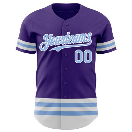 Personalized Purple Light Blue-White Line Authentic Baseball Jersey Team Custom Name and Number