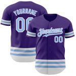 Personalized Purple Light Blue-White Line Authentic Baseball Jersey Team Custom Name and Number
