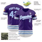 Personalized Purple Light Blue-White Line Authentic Baseball Jersey Team Custom Name and Number