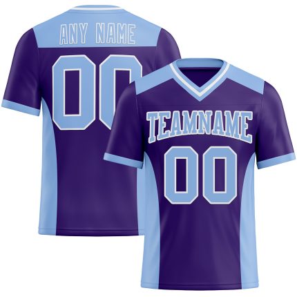 Personalized Purple Light Blue-White Mesh Authentic Football Jersey Team Custom Name and Number