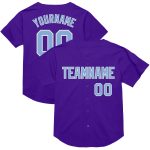 Personalized Purple Light Blue-White Mesh Authentic Throwback Baseball Jersey