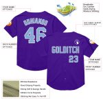 Personalized Purple Light Blue-White Mesh Authentic Throwback Baseball Jersey