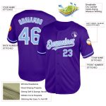 Personalized Purple Light Blue-White Mesh Authentic Throwback Baseball Jersey Team Custom Name and Number