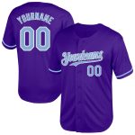 Personalized Purple Light Blue-White Mesh Authentic Throwback Baseball Jersey Team Custom Name and Number