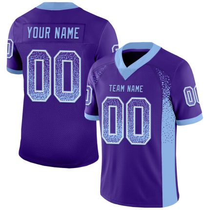 Personalized Purple Light Blue-White Mesh Drift Fashion Football Jersey Team Custom Name and Number