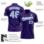 Personalized Purple Light Blue-White Performance Vapor Golf Polo Shirt Team Custom Name and Number