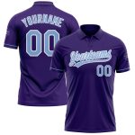 Personalized Purple Light Blue-White Performance Vapor Golf Polo Shirt Team Custom Name and Number