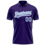Personalized Purple Light Blue-White Performance Vapor Golf Polo Shirt Team Custom Name and Number