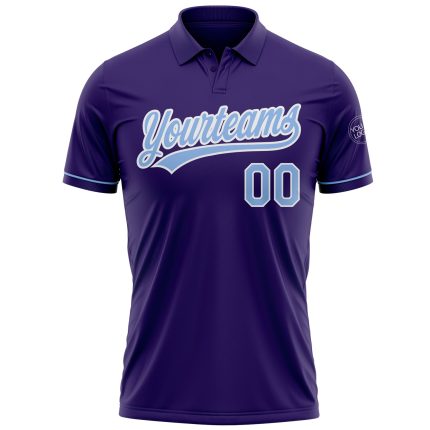 Personalized Purple Light Blue-White Performance Vapor Golf Polo Shirt Team Custom Name and Number