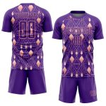 Personalized Purple Light Pink Geometric Shapes Sublimation Soccer Uniform Jersey Team Custom Name and Number
