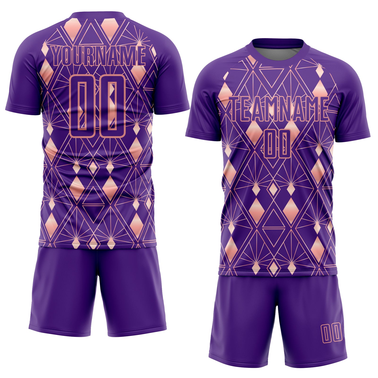 Personalized Purple Light Pink Geometric Shapes Sublimation Soccer Uniform Jersey Team Custom Name and Number Personalized Purple Light Pink Geometric Shapes Sublimation Soccer Uniform Jersey Team Custom Name and Number - Image 2