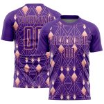 Personalized Purple Light Pink Geometric Shapes Sublimation Soccer Uniform Jersey Team Custom Name and Number
