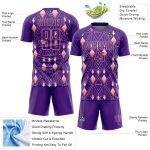 Personalized Purple Light Pink Geometric Shapes Sublimation Soccer Uniform Jersey Team Custom Name and Number