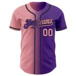 Personalized Purple Medium Pink-Black Authentic Gradient Fashion Baseball Jersey Team Custom Name and Number