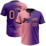 Personalized Purple Medium Pink-Black Gradient Fashion Two-Button Unisex Softball Jersey Team Custom Name and Number
