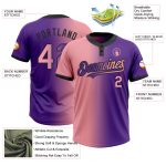 Personalized Purple Medium Pink-Black Gradient Fashion Two-Button Unisex Softball Jersey Team Custom Name and Number
