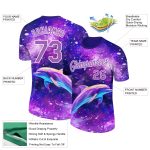 Personalized Purple Medium Purple-White 3D Pattern Design Animal Dolphin Performance T-Shirt Team Custom Name and Number