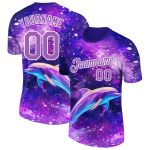 Personalized Purple Medium Purple-White 3D Pattern Design Animal Dolphin Performance T-Shirt Team Custom Name and Number