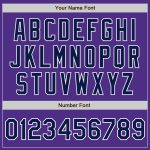 Personalized Purple Navy-White Bomber Full-Snap Varsity Letterman Jacket Team Custom Name and Number