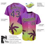 Personalized Purple Neon Green 3D Pattern Design Hawaii Palm Trees Authentic Baseball Jersey Team Custom Name and Number