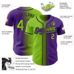 Personalized Purple Neon Green-Black Authentic Gradient Fashion Baseball Jersey Team Custom Name and Number